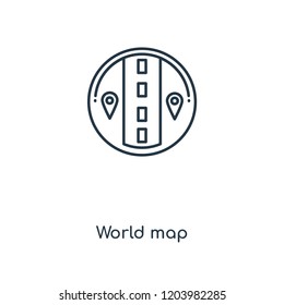 World map concept line icon. Linear World map concept outline symbol design. This simple element illustration can be used for web and mobile UI/UX.