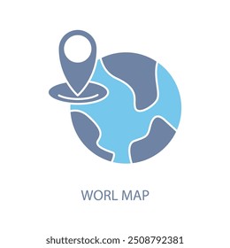 world map concept line icon. Simple element illustration. world map concept outline symbol design.