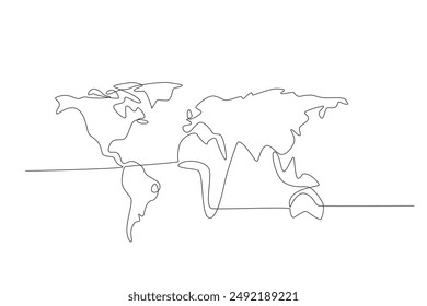 World map. World map concept one-line drawing