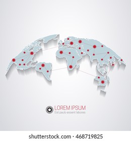 World map. Concept of route, landmark, adventure, explore. Vector illustration