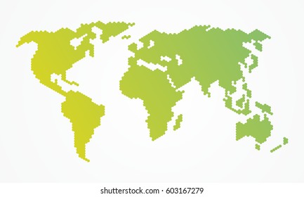 World map concept template modern style green color isolated on white background. Vector Illustration
