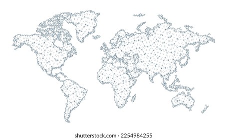 world map in connected lines concept vector design 