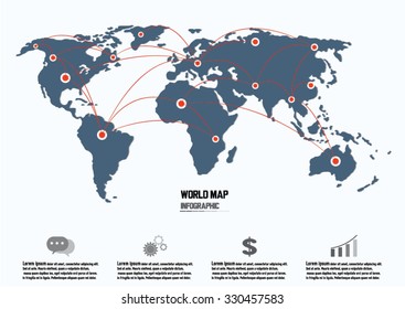 World Map And Connection