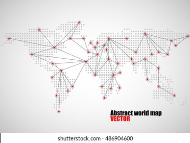 World Map Connection, Abstract Dotted Background, Social Media Network, Vector Illustration Eps 10