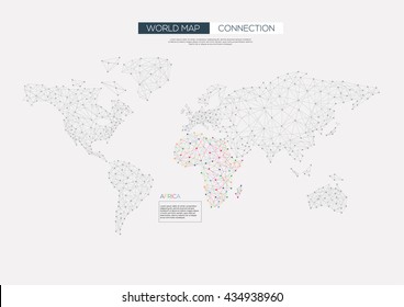 World map connection Africa color data. Vector illustration