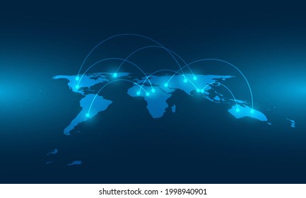 World map connection background. Map vector design. Technology communication connecting.
