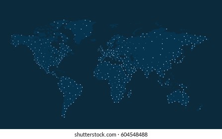 World Map Connection dots. Vector illustration