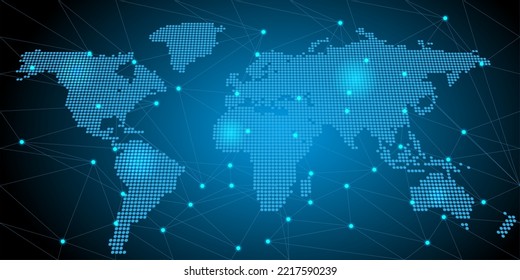 World Map Connection futuristische moderne Website-Hintergrund oder Deckblatt-Vektorgrafik für Technologie- und Finanzkonzept und Bildung zukünftiges Unternehmen