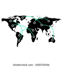 World map with connection lines. Vector