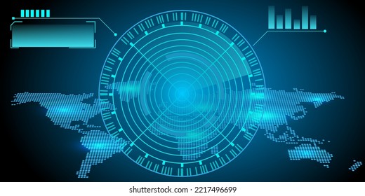 conexión de mapa mundial con radar futurista moderno fondo de sitio web o portada vectorial de portada para el concepto de tecnología y finanzas y futura empresa de educación
