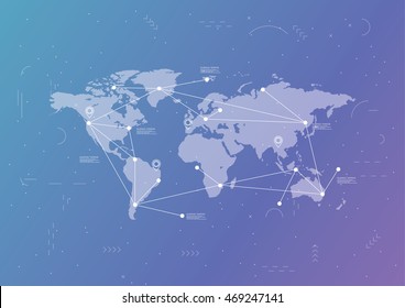 World map connection theme. Vector illustration