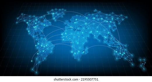 conexión de mapa mundial con el fondo de sitio web futurista triangular futurista moderno o portada de portada para el concepto de tecnología y finanzas y futura empresa de educación