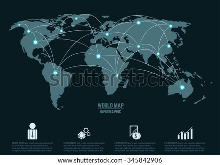 World map and connection, vector infographic