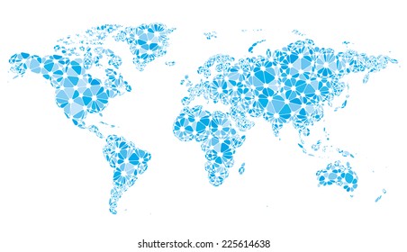 World map consisting of nodes linked by lines isolated on white. Eps8. CMYK. Organized by layers. Global colors. Gradients free.