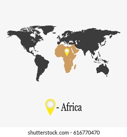 World Map with continent Africa.