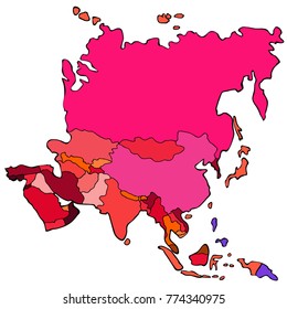 world map of  continent asia vector illustration