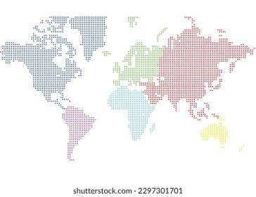 world map with continent LED digital dot matrix vector for background festival anniversary cartoon icon banner presentation 