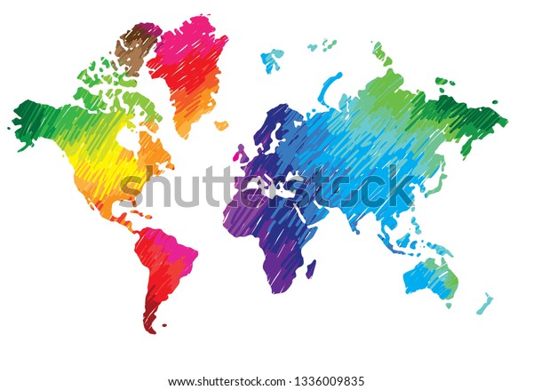 World Map Continents Countries Flat Map Stock Vector Royalty Free
