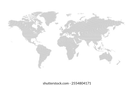 World map and continents from dots on white background. World map from points. Vector illustration.