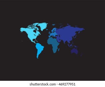 World map with continents flat design