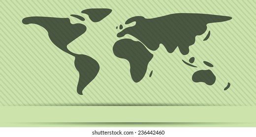 World map of continents freestyle EPS 10, Ecology Green