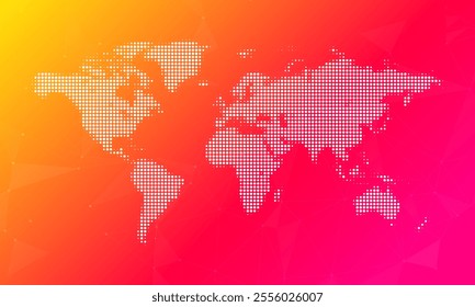 World map and continents from hexagons on gradient background. World map. Vector illustration.