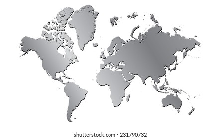 World map continents metal gradient planar