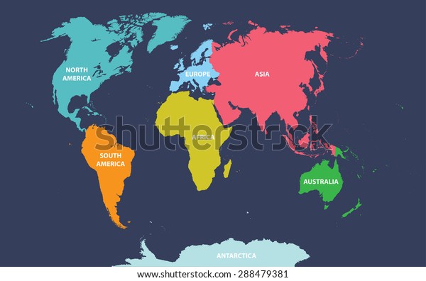 World Map Continents Names Stock Vector (Royalty Free) 288479381