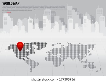 World Map With Continents (North America). Vector Illustration.