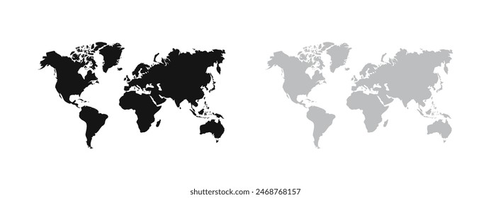 World map. World continents: North and South America, Europe and Asia, Africa and Australia