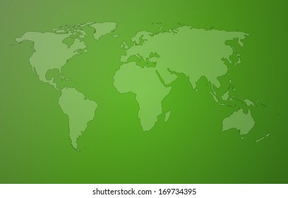 world map with continents on green background