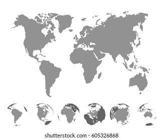 World map with continents on white background. Vector illustration