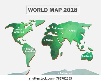 World map with continents, polygon art
