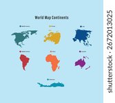 World Map Continents Vector Design.