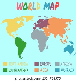 world map and continents vector image