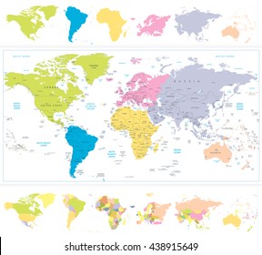 8,712 Vector world map separated countries Images, Stock Photos ...