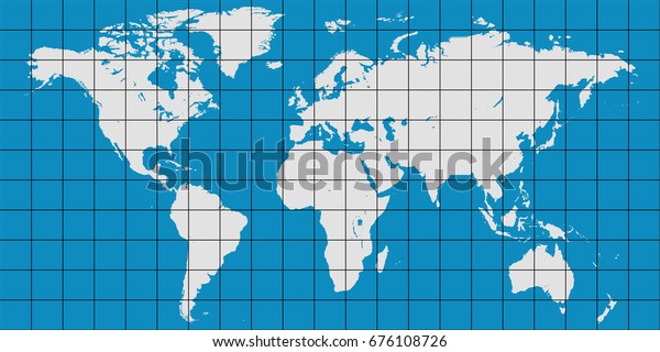 World Map Coordinate Grid Meridian Parallel Stock Vector (Royalty Free ...