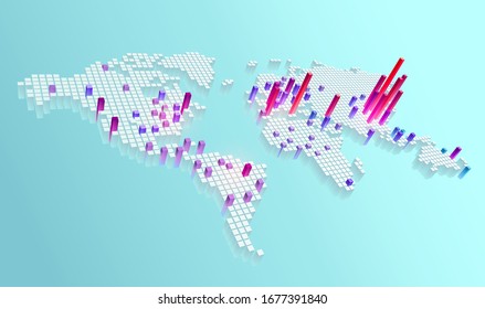 World map Coronavirus (Covid-19). Vector infographic