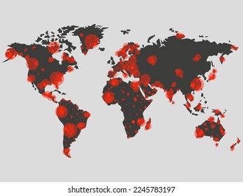 World map of coronavirus pandemic. Covid-19. Covid map. Disease outbreaks by year. Vector background