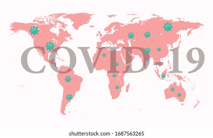 World map of Coronavirus scourge around the world.red color.