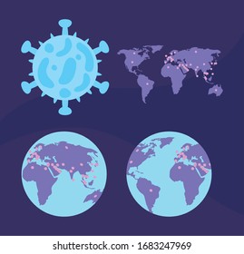 world map, coronavirus spread worldwide vector illustration design