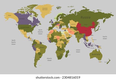 World Map With Countries in the world 