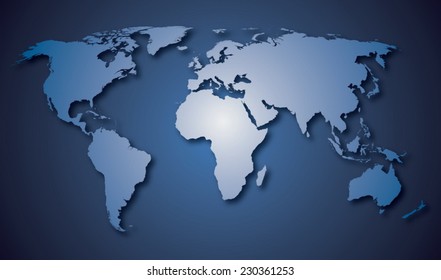 World map countries Blue gradient