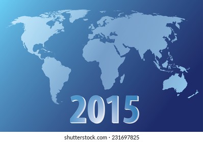 World map countries blue gradient 2015