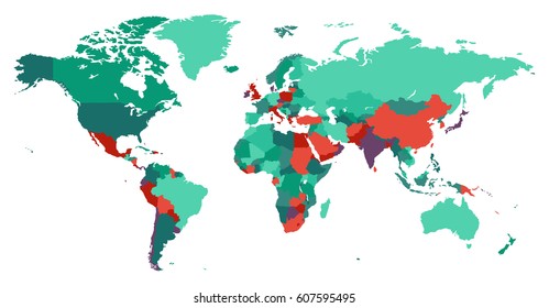 World map with countries borders global business background