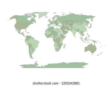World map with countries borders. Vector illustration.