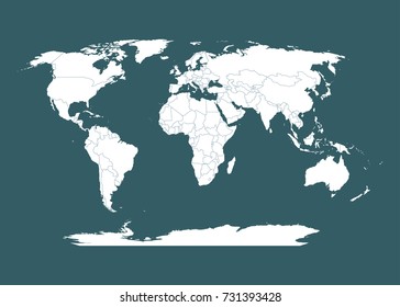 World map with countries borders. Vector illustration.