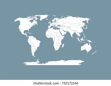 World map with countries borders. Vector illustration.