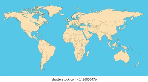 World map with countries borders. Worldmap background for reports and infographics