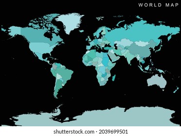 World Map Countries Boundaries Vector In HD Quality